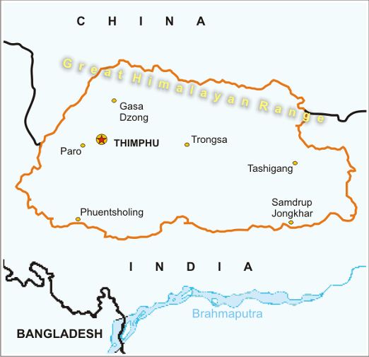 Map of Bhutan